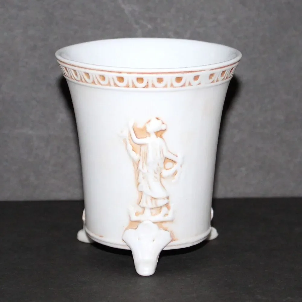 Vintage Vase Cup footed bisque porcelain Greek Classical Mythological